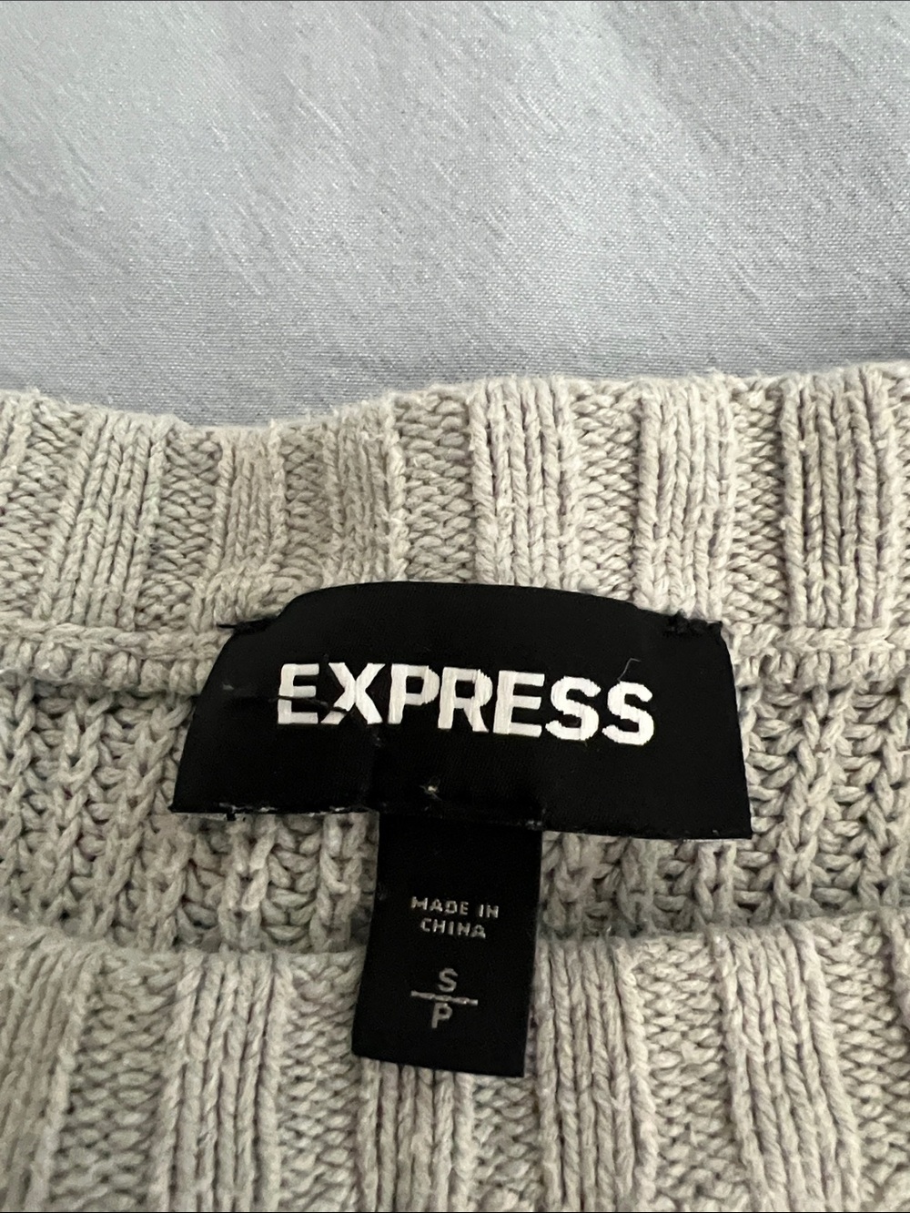 Express Light Gray Crewneck Knit Sweater - Picture 2 of 3